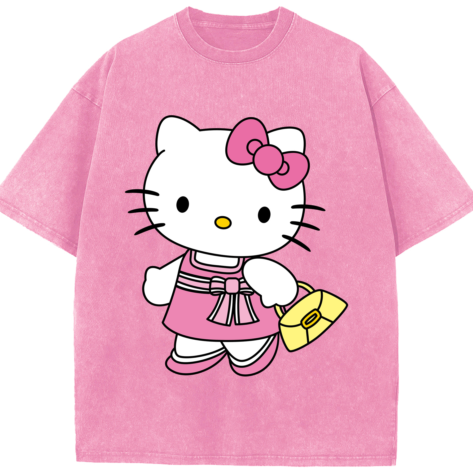 （画像用） Hello Kitty ハローキティ 綿100% ヴィンテージ風 半袖Tシャツ（フロントプリント）